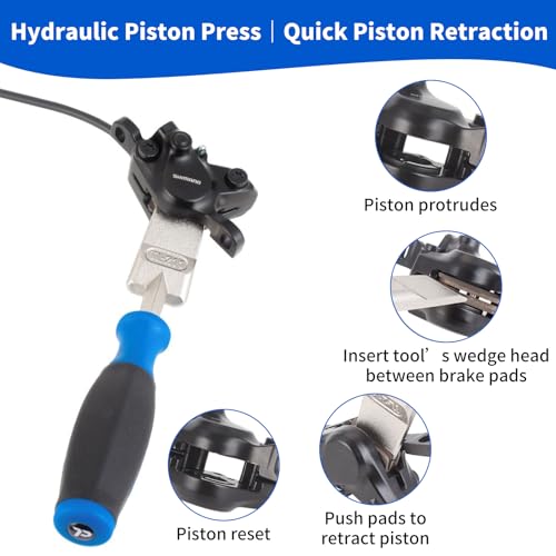 6-in-1 Bike Maintenance Kit, Hydraulic Piston Press Bicycle Disc Brake Repair Tool Set for Mountain Bikes & MTB - Includes Piston Press, Rotor Truing Fork, Disc Brake Gap Regulator