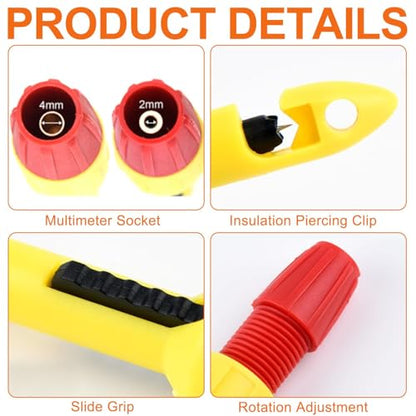 4pcs Wire Piercing Probe, Insulation Piercing Clip Set Wire Piercing Tool for Multimeter Voltage Voltmeter Thermometer Testing (2mm, 4mm)