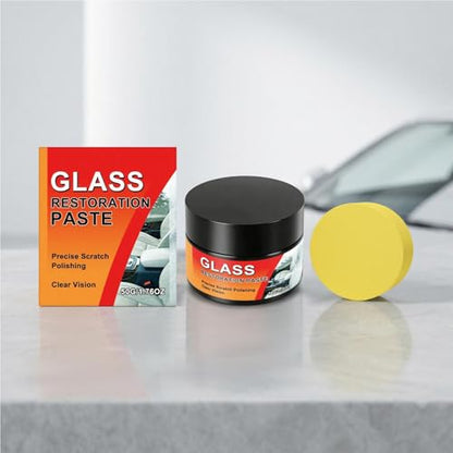 Glass Scratch Repair Kit - 50g with Sponge Polishing Cleaning Wax - Car Windshield Scratch Remover,for Truck SUV RV Sedan Automotive Outdoor Travel Road Trip Home Apartment
