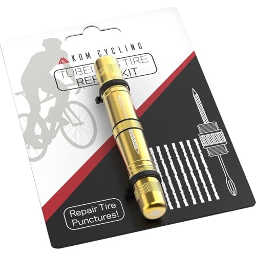 KOM Cycling Tubeless Tire Repair Kit for Bikes 8 Colors! Fixes Mountain Bike and Road Bicycle Tire Punctures - color: Yellow