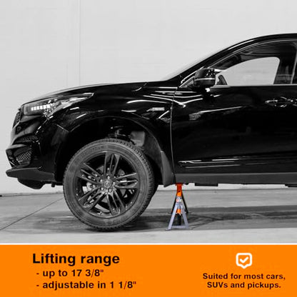 3.3-Ton Jack Stands (x2), Suited for Most Cars, SUVs and Pickup Trucks, Sold in Pair. - size: 3.3-Ton Jack Stands