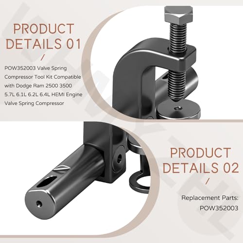 POW352003 Valve Spring Compressor Tool Kit Compatible with Dodge Ram 2500 3500 5.7L 6.1L 6.2L 6.4L HEMI Engine Valve Spring Compressor