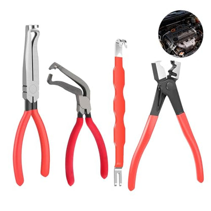 Automotive Electrical Disconnect Pliers Kit, Upgraded High-Carbon Steel Connector Release Tool Set with Straight & Angled Pliers and Terminal Removal Tool for Car Wiring Harness Repair - size: 4SET