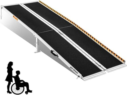 Wheelchair Ramp 7FT, gardhom Anti-Slip Aluminum Folding Handicap Ramp Wheel Chair Ramp for Home Threshold Doorways Steps Curb Vehicle Entry Scooter Stairs Driveway Vans SUV - size: 7 Foot (Applicable height 7"-14")
