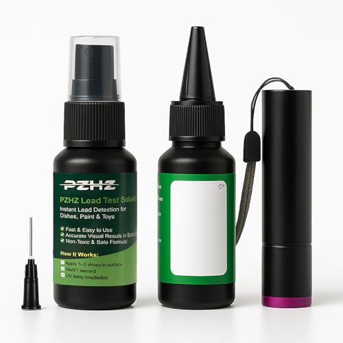 Lead Test Kit for Paint, Ceramics, Dishes & Toys, Home Lead Detection | 1-Second Lead Testing with 2 Test Liquid, Non-Lead Reference Card, UV Gloves, Fast Free Lab Verification for Added Confidence - style: Dual Pack – Dropper + Spray