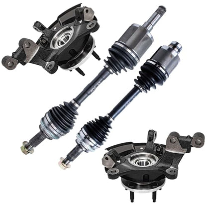 Detroit Axle - FWD Front Steering Knuckles Kit for 2011-2014 Ford Edge, 2011-2015 Lincoln MKX, Steering Knuckles w/Wheel Bearing Hubs CV Axles Assembly Replacement - size: 4UX48707/Kit