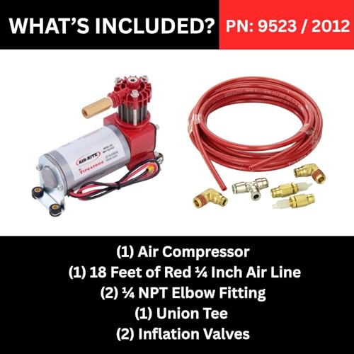 TrendsAuto Firestone Airide Ride-Rite Standard Air Compressor with Air Line Kit | Use for Passenger Cars, SUVs, Vans, Small Pickups | Includes TrendsAuto Decal | 9523 2012 - size: Standard Duty