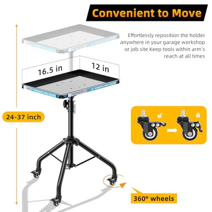 Rolling Work Table Adjustable Height - Rolling Tool Cart Portable Mechanic Tool Cart on Wheels Storage Organizer on Wheels for Garage, Bike and Workshop