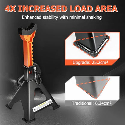 Jack Stands, 3 Ton (6,600 lbs) Extra Tall Heavy Duty Car Jack Stand