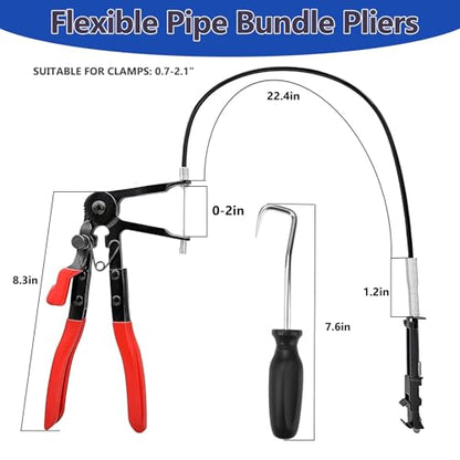 4-Pack Long Hose Clamp Pliers Tool Set -Tool for Removing Hose Clamp of Automobile Coolant, Heater, Water Hose Cord Radiator