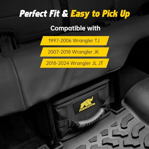 MIKKUPPA Under Seat Storage for Jeep Wrangler & Gladiator JT | Compatible with 2007-2024 Jeep Wrangler JK JL JLU Sports Rubicon Gladiator JT, Portable Rear UnderSeat Storage Tool Kit
