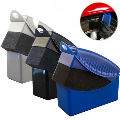 Tire Dressing Applicator, 3 Pieces Tire Shine Applicator with Lid, Reusable Tire Sponge Applicator for Car Truck Tires Waxing Polishing Cleaning