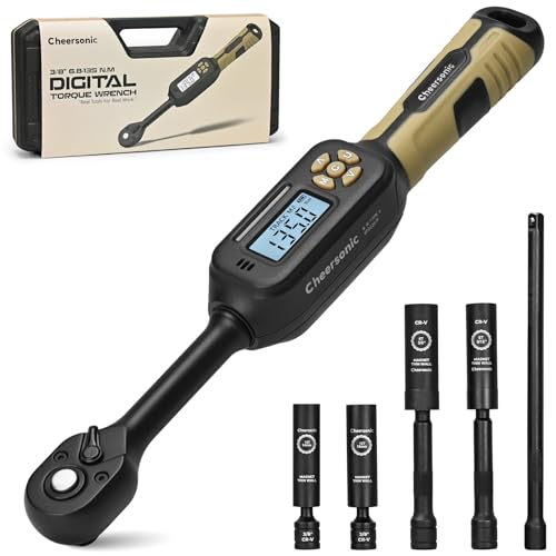 Digital Torque Wrench 3/8 Drive, 5.0-99.6 ft.lb ±1% Accuracy Electronic Torque Wrench Set with Buzzer and LED Inch Pound Torque Wrench with Spark Plug Socket for Car Repair Automobile Desert Tan - size: 3/8 Drive 5.0-99.6 ft.lb