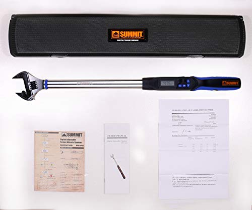 Adjustable Digital Torque Wrench, 7.4 to 147.5 ft-lb. Torque Range, 10-41 mm Adjustable Jaw, Set Target Torque, Buzzer and LED Indicator, Large LCD Display, Calibrated (WEA12-200CN)