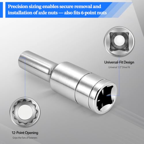 2 Pcs 1/2" Drive 11mm Deep Impact Socket | Anti-Rounding 12 Point Design, Square Chamfered Opening, Easy Removal of Axle Nut - color: Deep, size: 11mm