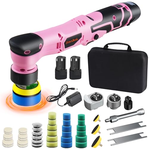 Cordless Mini Car Polisher, 1 Inch 3 Inch Dual Action & Rotary Polishing Machine for Car Detailing, Waxing, Polishing, Scratch Removing Pink - color: Pink