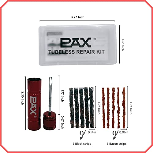 PAX 12 Pcs Tubeless Bike Tire Repair Kit, Includes Storage Canister, Plugger Tool, Plugs-10 Bacon Strips. Fix a Flat Puncture. MTB, Gravel Bike Tires, and Road Bicycle Tires - color: Bright Red