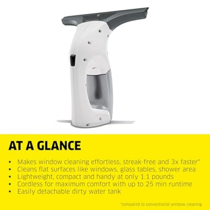 Kärcher WV 1 Electric Window Vacuum Squeegee 10" - Perfect for Showers, Mirrors, Glass, and Countertops - Electric Squeegee - color: White