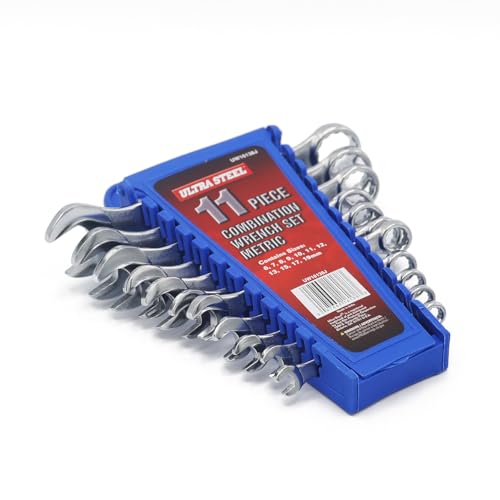 11PC Combination Wrench Set, Metric, 6MM, 7MM, 8MM, 9MM, 10MM | 11MM, 12MM, 13MM, 15MM, 17MM, 19MM, Wall Hanging Case Included, Mechanic, Automotive, DIY, Garage, Workshop, Repair