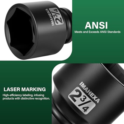 1" Drive Shallow Impact Socket,2-3/4 Inch SAE Jumbo Socket,CR-MO 6 Point for Easy Removal of Large Axle Nut（SAE) - size: 1 Inch Shallow 2-3/4", style: 1"Drive Shallow Impact Socket