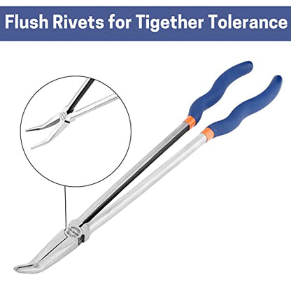 16'' Extra Long Needle Nose Pliers for Narrow and Limited Spaces | 45-Degree Angled Nose, Long Reach Design, CRV Steel, Comfortable Grip, for Mechanics, Electricians, DIYers and Homeowners - style: 16'' 45 Degree Angle