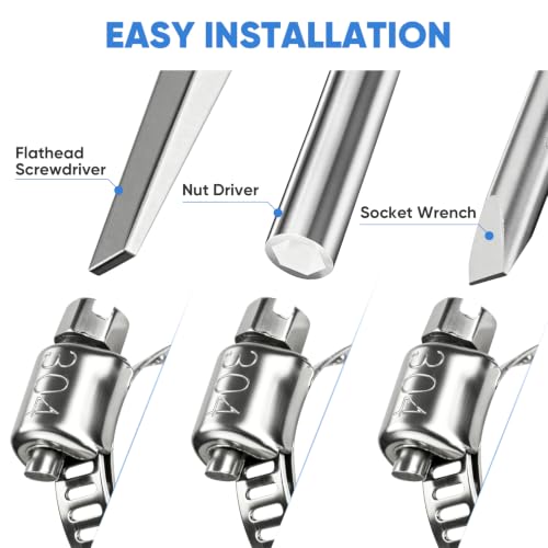 TICONN 24PCS Hose Clamp Set - 1/4''–7/16'' 304 Stainless Steel Worm Gear Hose Clamps for Pipe, Intercooler, Plumbing, Tube and Fuel Line (6–12 mm) - size: SAE Micro #4 24PCS 1/4''~7/16"