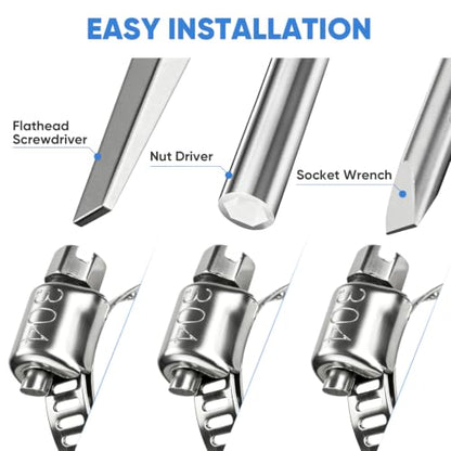 TICONN 12PCS Hose Clamp Set - 3/4''–1 1/4'' 304 Stainless Steel Worm Gear Hose Clamps for Pipe, Intercooler, Plumbing, Tube and Fuel Line (18–32 mm) - size: SAE #10 12PCS 3/4''~1-1/4"