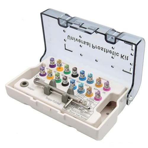 16 Pcs Dental Implant Torque Wrench Universal Kit 10-70Ncm Square Style | Autoclavable, Color Identification, Torque Adjustable Ratchet & Screwdrivers Torque Value , Portable - style: Square color