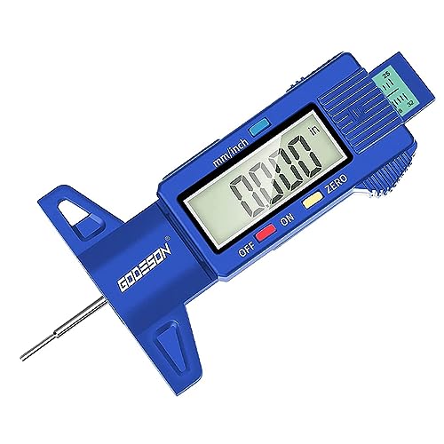 GODESON Tire Tread Depth Gauge, Digital Tire Tread DepthGauge in Inch/MM with Large LCD Display and Tire Tread Depth Measuring Tool for Cars,Trucks,Moto(Blue) - color: Blue