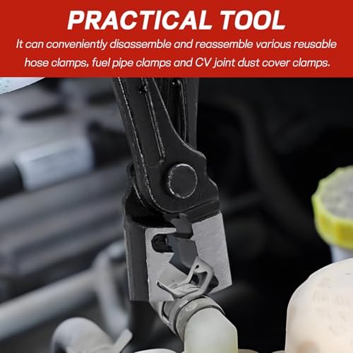 Car CV Boot Clamp Pliers, 6.9 Inch Steel Automotive Hose Clamp Pliers, Heavy Duty Clamps Removal Tool for Clic-R Type, Fuel Line, CV Boot Clip, Universal Car Accessories Repair Tools