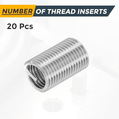 HARFINGTON 20pcs Wire Thread Repair Inserts M12 x 1.75 x 3D (36mm) Metric 304H Stainless Steel Helical Coiled Wire Screw Threaded Sleeve Sheath for Automotive Repairs - size: M12 x 1.75 x 3D