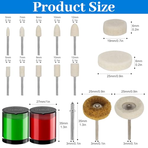 116 PCS Polishing Kit with 2 Polishing Compounds, Buffing Wheel Set for Dremel Rotary Tools, 1/8" Shank Accessories for Metal, Wood, Jewelry, Glass