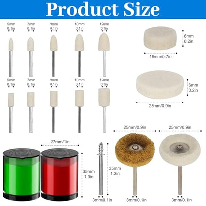 116 PCS Polishing Kit with 2 Polishing Compounds, Buffing Wheel Set for Dremel Rotary Tools, 1/8" Shank Accessories for Metal, Wood, Jewelry, Glass