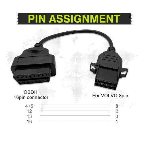 Truck OBD1 to OBD2 Adapter for Volvo 8 Pin Diagnostic Cable Connector | 8pin to 16pin Diagnostic Connector Compatible with Volvo Heavy Duty Truck,Work with Obdii Scanner Tools/Code Reader - style: Fit for Volvo 8pin