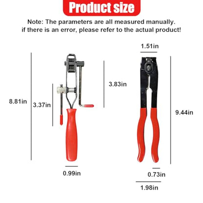 2PCS Car CV Boot Clamp Pliers, Automotive Joint Banding Tool with Cutter, CV Axle Boot Clamp Plier, Portable Vehicle Repair Tool Set for Most Cars, ATVs, UTVs (Red)