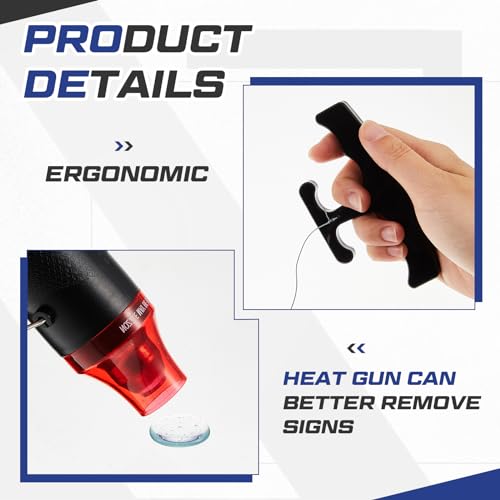 WILLBOND Emblem Removal Tool Kit Vinyl Wrap Kit Plate Line Remover with 5m PE Cord Heat Gun Razor Blade Scraper Squeegee Scratch Repair Paste Applicator Sponge Towel for Car Wrapping Film Installation