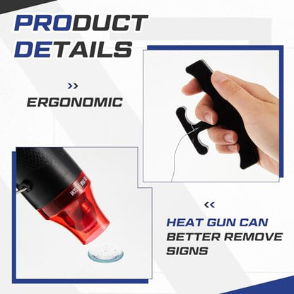 WILLBOND Emblem Removal Tool Kit Vinyl Wrap Kit Plate Line Remover with 5m PE Cord Heat Gun Razor Blade Scraper Squeegee Scratch Repair Paste Applicator Sponge Towel for Car Wrapping Film Installation