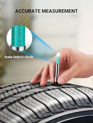 LUMITECO 3-Pack Tire Tread Depth Gauge, Color Coded Tire Tread Gauge in 1/32 Inch, Efficient Tread Depth Gauge 32nds Tire Measure Tool Depth for Car, Semi Truck Tire Wear Tread Checker - size: 3-Pack