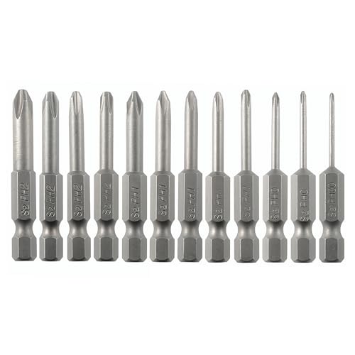VESTTIO Phillips Cross Slot Screwdriver Bit Set 12PCS 1/4 Inch Hex Shank 2 Inch/50 mm Length S2 Steel with Magnetic for Power Screwdriver Drill Impact Driver - size: 12 PH / 2 inch