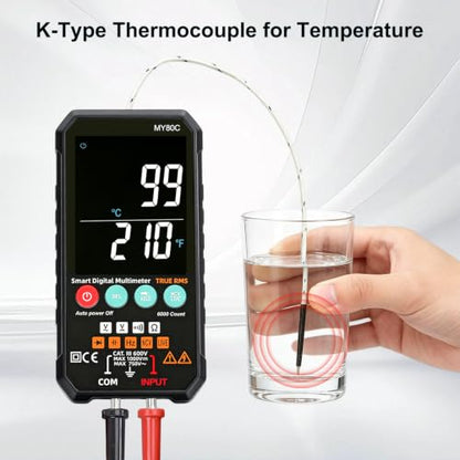 Digital Multimeter with VA Color Display, 6000 Counts True RMS Volt Amp Ohm Tester, Smart Auto-Ranging Electrical Meter for Home and Automotive Repair
