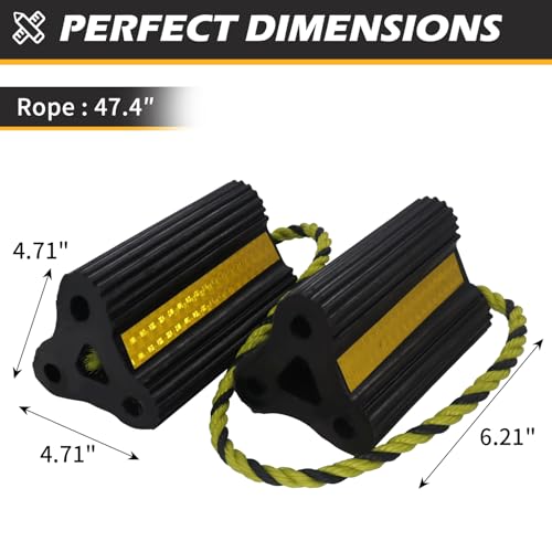 Wheel Chocks for RV Trailer Camper Truck Car, [2pair/4pack with Rope] Versatile Rubber Chocks Block Stopper for Tire with Reflective Strips, Utility Boat Travel Trailer Camper RV Accessories Must - size: 160B-2pair4pack