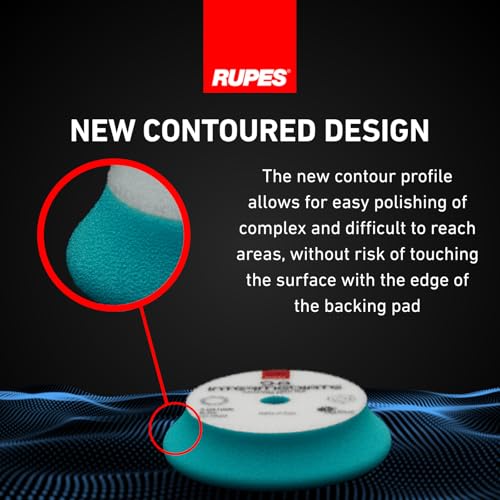 RUPES 9.DA100B Pack of 24 Light Blue D-A Intermediate Foam Polishing Pads 100mm | Ideal for Paint Correction & Gloss Enhancement | Improves Cutting Performance | Compatible with 4" Backing Plate - size: Intermediate 100mm, style: Pack of 24