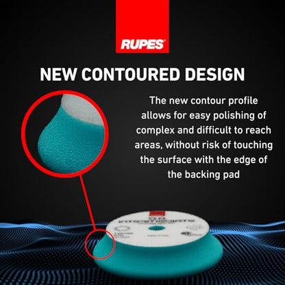 RUPES 9.DA100B Pack of 24 Light Blue D-A Intermediate Foam Polishing Pads 100mm | Ideal for Paint Correction & Gloss Enhancement | Improves Cutting Performance | Compatible with 4" Backing Plate - size: Intermediate 100mm, style: Pack of 24