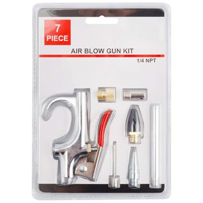 7PCS Air Compressor Accessories Kit, 1/4" NPT Quick Connect Air Tool Set for Compressor, Includes Blow Gun, Extension Nozzle, Rubber Tip, Inflation Needles & Adapter – Alloy Construction