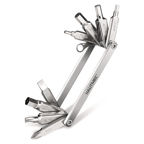 HAUTMEC 9 in 1 Bike Multitool, Mini Bike Repair Tool Kit for Road and Mountain Bikes, Lightweight Stainless Steel Bike Tool With 2/3/4/6mm Inner Hexagon and Phillips Screwdriver Multitool HT0418-BT - color: 9-in-1 Mini