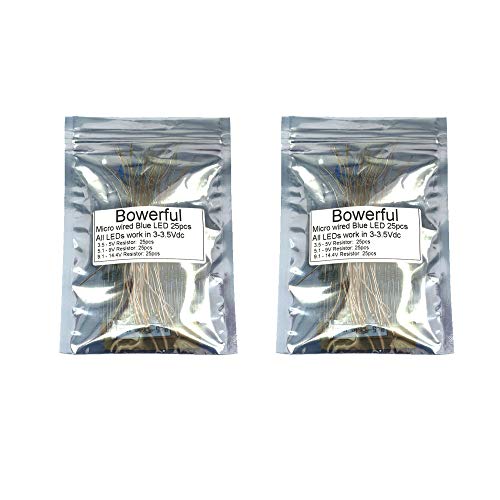 50pcs Pre-soldered Micro pico Litz Wired Leads Blue SMD Led 0603 + Muti-Resistor New - color: (3)Blue, size: 50pcs