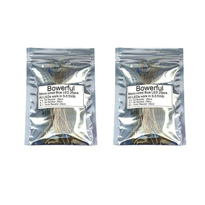 50pcs Pre-soldered Micro pico Litz Wired Leads Blue SMD Led 0603 + Muti-Resistor New - color: (3)Blue, size: 50pcs