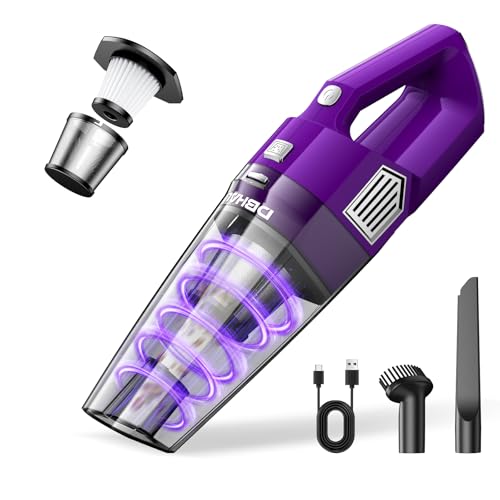 Handheld Vacuum Cordless Rechargeable, Hand Held Car Vacuum Cleaner | 15000PA Powerful Suction Portable Car Vacuum Cleaner with Multi Accessories, Hand Vacuum Cordless Rechargeable for Car Home - color: Purple