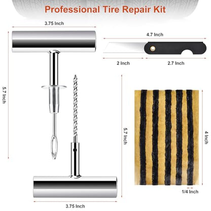 36PCS Tire Repair Kit, Dual Repair String Plugs & Rubber Screw Nails with T-Handle Tool & Screwdriver, Heavy Duty Emergency Flat Tire Fix for Car Truck Motorcycle Tractor Mower Wheelbarrow - style: Pro[36Pcs]