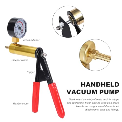 Hand Held Vacuum Pump Brake Bleeder Kit, Brake Bleeder Pressure Tester Hand Vacuum Pump with Gauge Adapters, Brake Fluid Bleeding Set with Protected Case for Car Truck Bike (Blue) - color: Blue